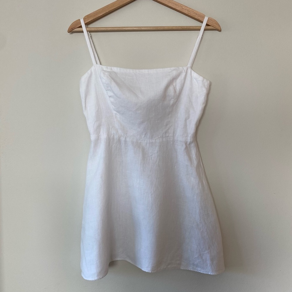 Reformation Auden white linen mini dress